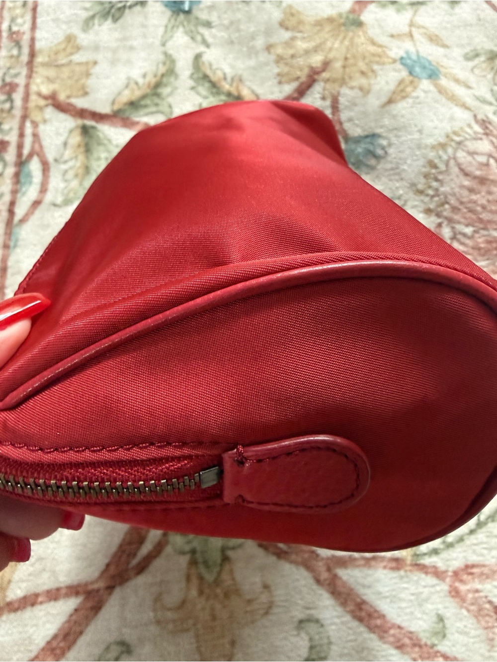 Coach Red Satin Cosmetic Pouch with Silver Logo - Picture 4 of 6